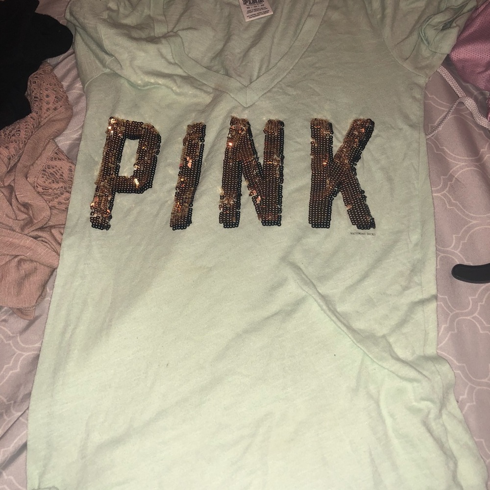 Glitter pink v neck